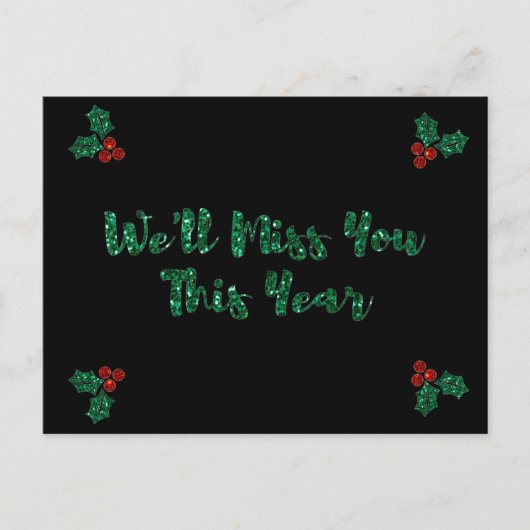 私たちは社会的恋しく思流通のホリデーカード ポストカード (正面)