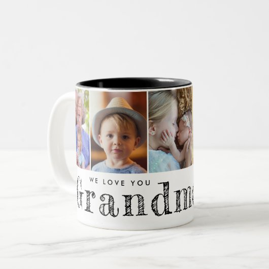 私たちは祖母の孫の写真が大好き ツートーンマグカップ (正面左)