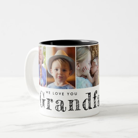 私たちは祖父の孫の写真を愛している ツートーンマグカップ (正面左)