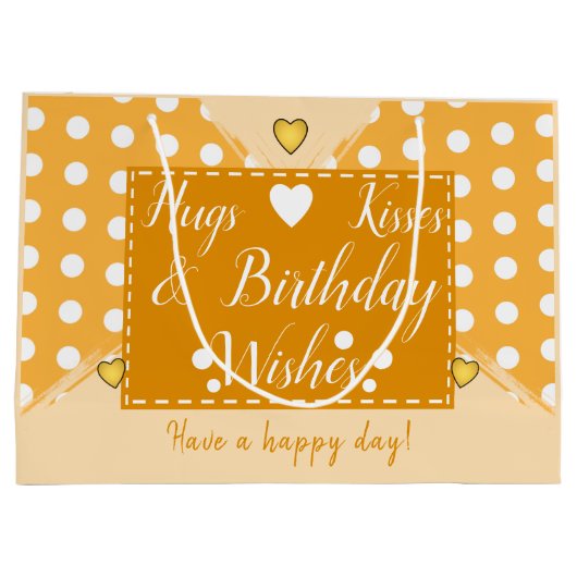 私たちは私たちの叔母の写真は、黄色の誕生日を抱く愛 ラージペーパーバッグ (裏面)