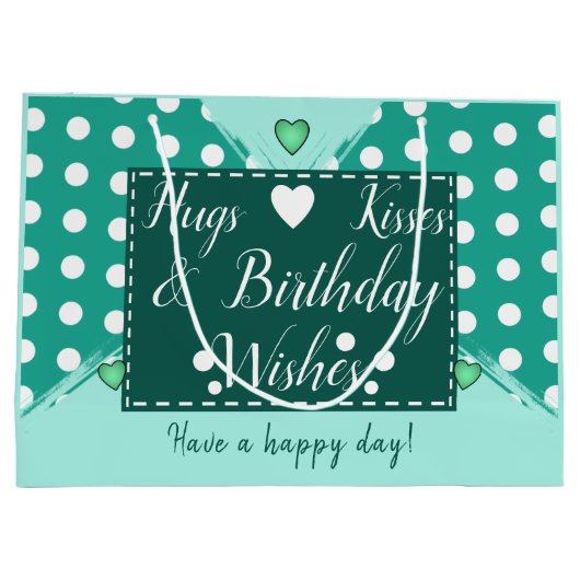 私たちは私たちの叔母の写真ハグの緑の誕生日が大好き ラージペーパーバッグ (裏面)