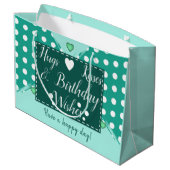 私たちは私たちの叔母の写真ハグの緑の誕生日が大好き ラージペーパーバッグ (裏面アングル)