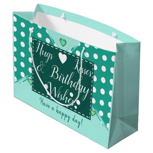 私たちは私たちの叔母の写真ハグの緑の誕生日が大好き ラージペーパーバッグ (裏面アングル)