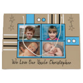 私たちは私たちの叔父の写真は青い誕生日を抱く愛する ラージペーパーバッグ (正面)