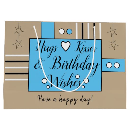 私たちは私たちの叔父の写真は青い誕生日を抱く愛する ラージペーパーバッグ (裏面)