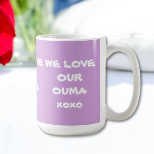 私たちは私たちのOUMAギフト柔らかい紫と白が大好き コーヒーマグカップ