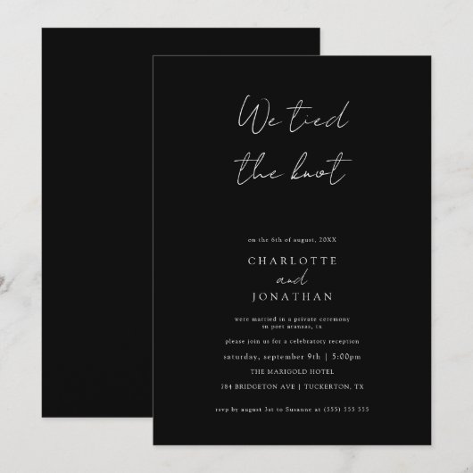 私たちは秘密の結婚式で誓いを交わした手書きの結婚証明書 招待状 (正面/裏面)