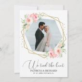 私たちは秘密の結婚式を挙げました - ブルッシュ フラワーのお知らせ 招待状 (正面)