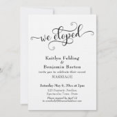 「私たちは秘密結婚しました」 タイポグラフィ 結婚披露宴(のみ) 招待状 (正面)