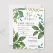 私たちは秘密結婚しました 水彩の葉の結婚式の披露宴のみのお知らせ 招待状 (正面)
