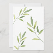 私たちは秘密結婚 タイポグラフィ & 緑の水彩植物 招待状 (裏面)