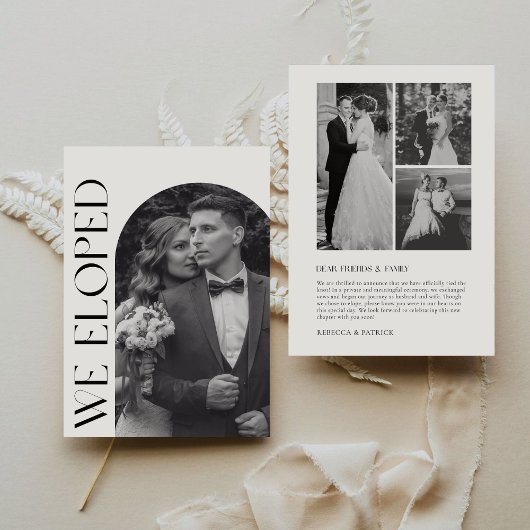 私たちは秘密結婚 現代的でミニマルなモノクロ写真 案内状