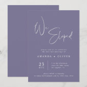 私たちは秘密裏に結婚した ラベンダー パープル ミニマル 結婚式 案内状 (正面/裏面)