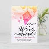私たちは移動かわいいおもしろいピンク新しいアドレス水色 案内状 (スタンド正面)