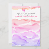 私たちは移動かわいいおもしろいピンク新しいアドレス水色 案内状 (裏面)