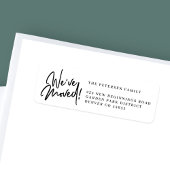 私たちは移動したシンプル白黒差出人住所のラベル ラベル