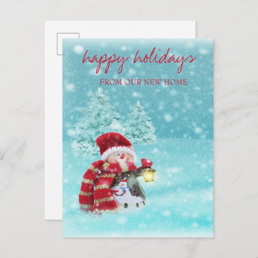 私たちは移動した,クリスマスツリー,雪だるま休日 案内ポストカード (正面/裏面)