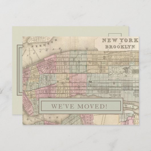 私たちは移動した – ニューヨークシティのヴィンテージマップ ポストカード (正面/裏面)