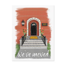 私たちは移動した | レッドエレガントブリックハウススケッチ