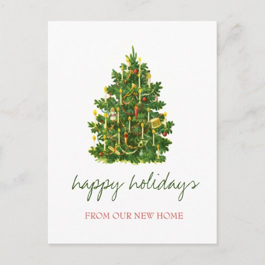私たちは移動した，ヴィンテージクリスマスツリーの休日 案内ポストカード (正面)