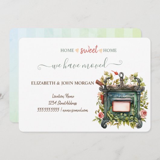 私たちは移動した，ヴィンテージメールボックス，花ストライプの, (正面/裏面)