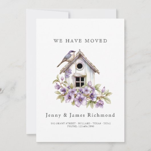私たちは移動した – 新しいアドレスI鳥の家 案内状 (正面)