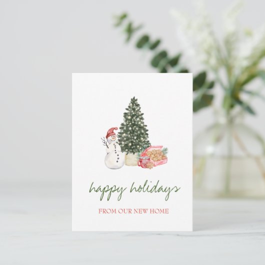 私たちは移動した，松の木，雪だるま，クッキー 案内ポストカード (スタンド正面)