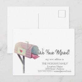 私たちは移動した、水色メールボックスの新しいアドレス 案内ポストカード
