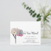 私たちは移動した、水色メールボックスの新しいアドレス 案内ポストカード (スタンド正面)