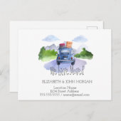 私たちは移動した,車,スーツケース,新しいアドレス 案内ポストカード (正面/裏面)