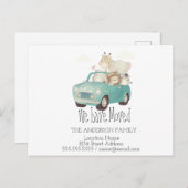 私たちは移動した,車,動物,新しいアドレス 案内ポストカード (正面/裏面)