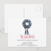 私たちは移動した、青いリース、新しいアドレス 案内ポストカード (正面/裏面)