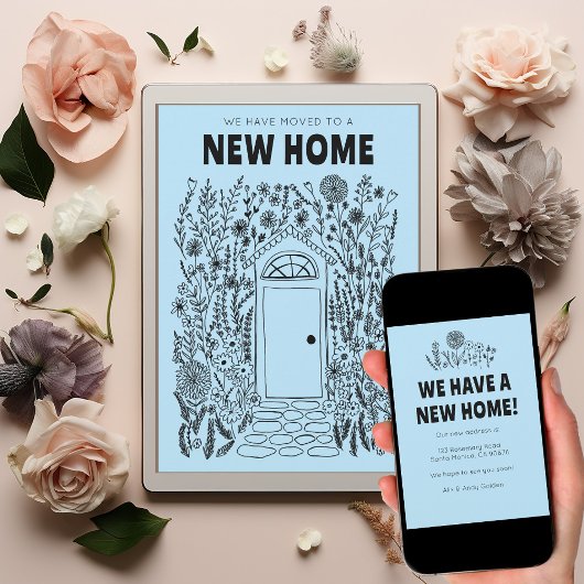 私たちは移動アドレス変更ガーデンドアデジタルカード 招待状