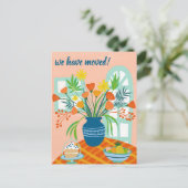 私たちは移動フローラブーケ新しいホームアドレスかわいい ポストカード (スタンド正面)