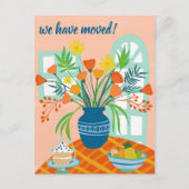 私たちは移動フローラブーケ新しいホームアドレスかわいい ポストカード (正面)