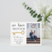 私たちは移動金ゴールド鍵写真の移動の発表 案内ポストカード (スタンド正面)