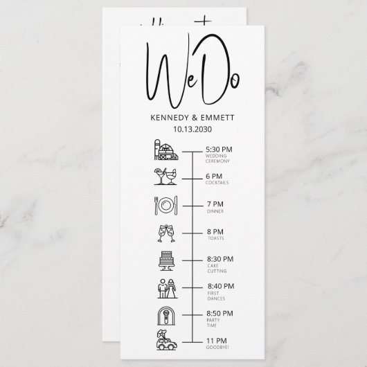 私たちは納屋の結婚式の日タイムラインフラットプログラムを行う プログラム (正面/裏面)