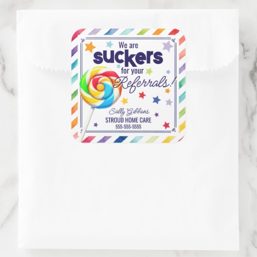 私たちは紹介のための吸い物である – おもしろい棒つきキャンデー スクエアシール (バッグ)