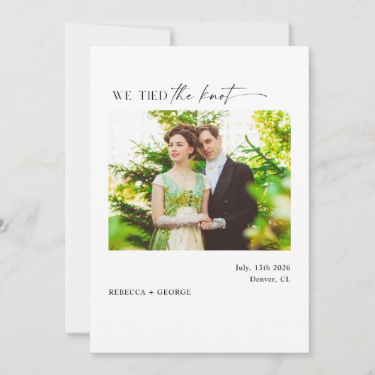 私たちは結ばれた カリグラフィー 黒と白の写真 案内状 (正面)