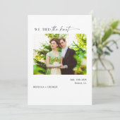 私たちは結ばれた カリグラフィー 黒と白の写真 案内状 (スタンド正面)