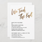 私たちは結ばれた ゴールドの手書き シンプル 招待状 (正面/裏面)