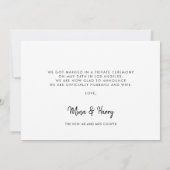 私たちは結び目かわいいスクリプト結婚の写真カード 案内状 (裏面)