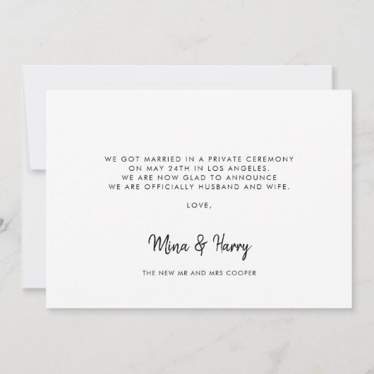 私たちは結び目かわいいスクリプト結婚の写真カード 案内状 (裏面)