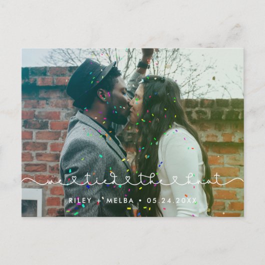 私たちは結び目かわいい接続ハートフォント写真 ポストカード (正面)