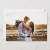 私たちは結び目かわいい接続ハートフォント写真 案内状 (正面)