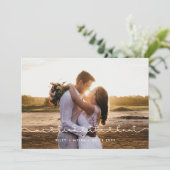 私たちは結び目かわいい接続ハートフォント写真 案内状 (スタンド正面)