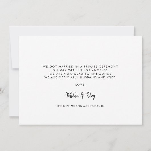 私たちは結び目かわいい接続ハートフォント写真 案内状 (裏面)