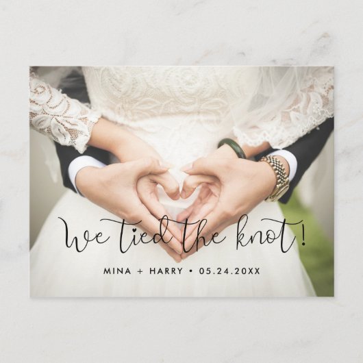 私たちは結び目のお洒落写真を結結婚んだ ポストカード (正面)