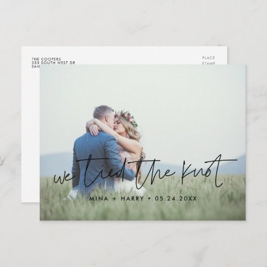 私たちは結び目のデザインの写真モダンを結んだ ポストカード (正面/裏面)