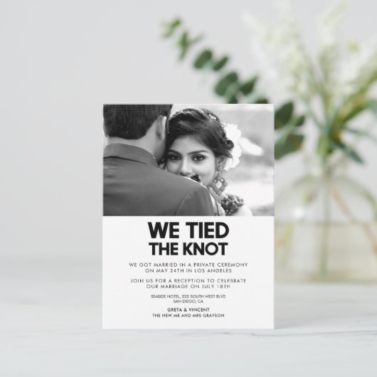 私たちは結び目の写真のモダン発表を結んだ ポストカード (スタンド正面)